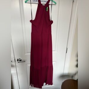 Burgundy halter neck dress